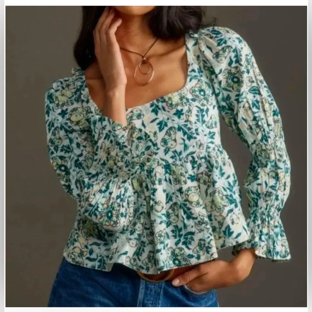 Anthropologie Pilcro Long-Sleeve Babydoll Top size XL